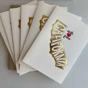 Elum Set of 6 With Love From California Gold and White Greeting Cards NEW